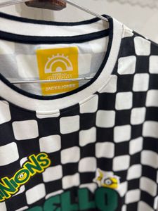 Minions Graphic Checkerboard T-Shirt