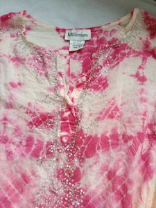 Tie-Dye Kurta with Embellishments