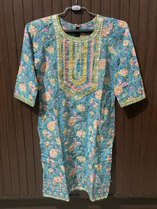 Beautiful Teal Floral Print Kurta