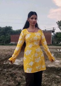 Yellow Floral Kurta Top