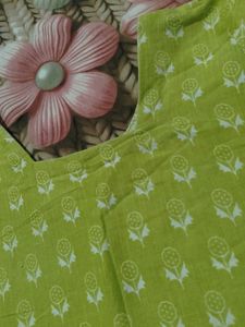 Lime Green Printed Kurta