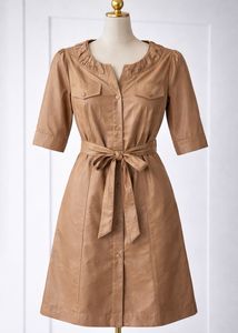 Tan Shirt Dress with Tie Waist🖤🐣