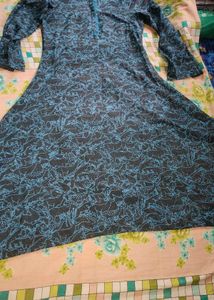 Blue Deer Print Kurta