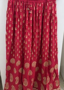 Brand New Red Ethnic Skirt with Gold Print