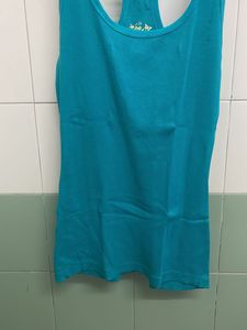 Teal Racerback Tank Top with Lace Detail
