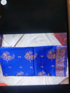 Royal Blue Saree with Intricate Gold Border