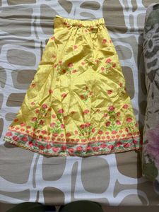 Yellow Floral Embroidered Skirt Set
