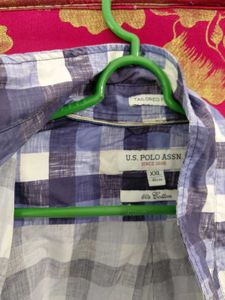 U.S POLO Men's Blue Checkered Casual Shirt XXL