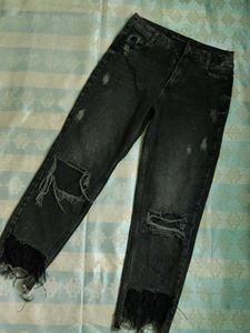 Zara Distressed Black Denim Jeans
