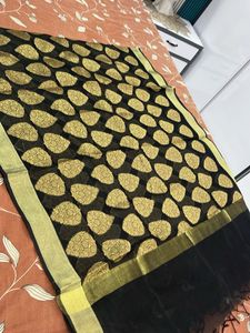 black Banarasi Silk Dupatta
