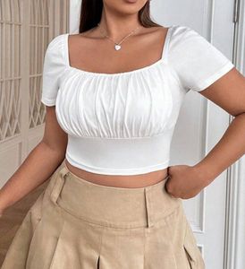Chic White Square Neck Crop Top ✨