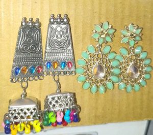 Ethnic Jhumka Green + colourful