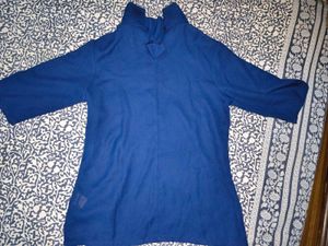 Navy Blue Mock Neck Top
