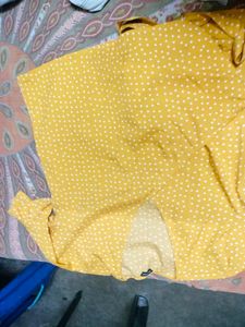 Women's Printed Mustard Polyester Top