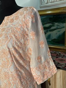 Beautiful Peach Chikankari Kurta