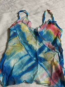 Tie-Dye Cami Top with Ruffle Trim