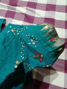 Pure Cotton Embroidery Work Saree And Blouse