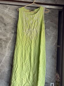 Lime Green Embroidered Kurta
