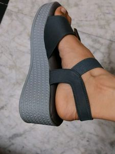 Black Wedge Heel Sandals