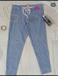 Cute Polka Dot Light Blue Pants