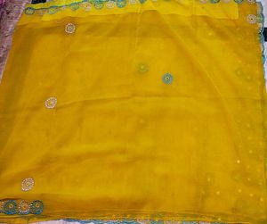 Vibrant Yellow Embellished Saree