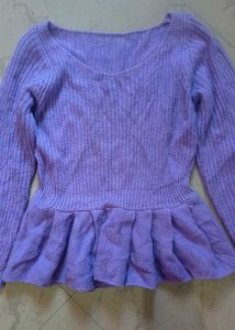 Lilac Peplum Knit Sweater