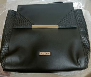 Avon Leather Handbag - Black With Golden Sling