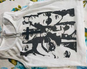 Graphic Print White Tank Top