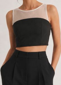 Chic Black Bow Back Mesh Top