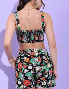 Floral Crop Top &amp; Shorts Set