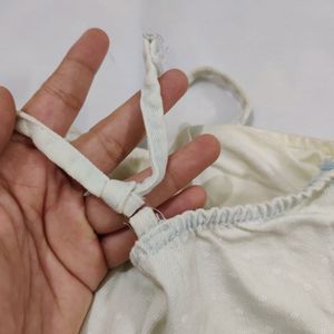 Faded Blue/White Denim Fabric Bodysuit