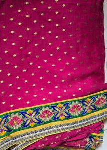 Vibrant Pink Embroidered Saree