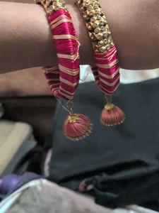 Elegant Silk Thread Bangles with Jhumka