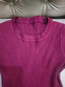 Burgundy Ribbed Knit Sweater