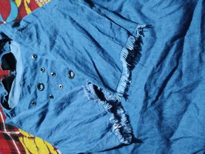 Edgy Studded Denim Top- Waist 28