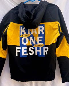 Black and Yellow Hooded Windbreaker Jacket