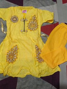 Yellow Embellished leggi frock