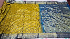 Elegant Yellow & Blue Silk Saree