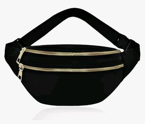 Black Belt Bag with Gold Zippers
