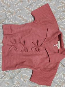 Cute Pink Crop Top with Bow Detail