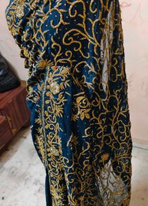 Exquisite Embellished Teal Saree daimond work 😍🔥