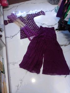 Designer Purple Kurta Set with Palazzo