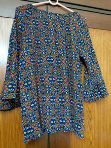 Stetchable Boho Print Bell Sleeve Top size L