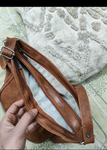 Brown Faux Leather Crossbody Bag