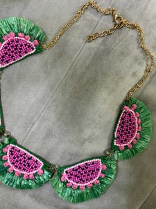 Watermelon Slice Beaded Necklace