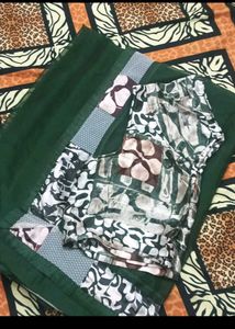 Stylish Ethnic Green Saree Blouse Set