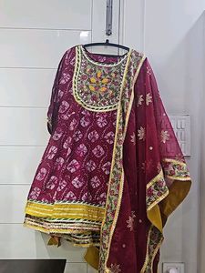 Scakhi Maroon Gotapatti Sharara Set Plus Size