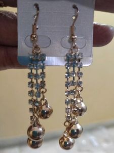 Beautiful Gold Plated Earrings With White Stone