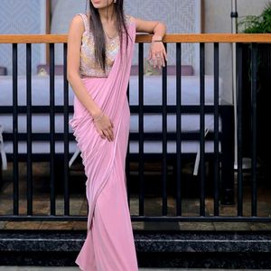Elegant Pink Saree with Blouse