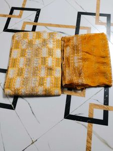 Yellow Embroidered dress material